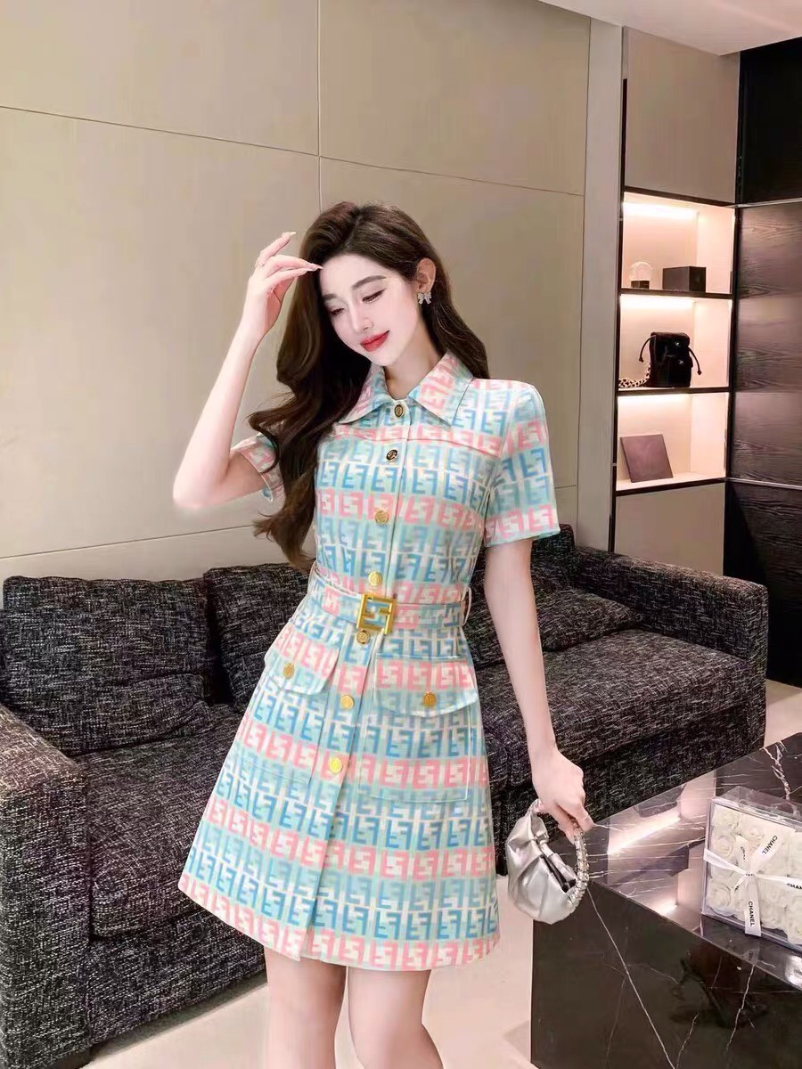 ĐẦM SƠ MI CHỮ KÈM BELT D93